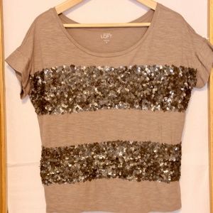 FREE with Bundle Loft sequin stripe semi-cropped T-shirt